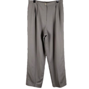 Nicole Summers Taupe Wool Pleated Front High Rise Straight Leg Casual Trouser